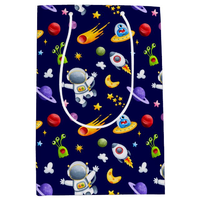 Astronaut Space Außerirdischen Geschenktasche Mittlere Geschenktüte (Vorderseite)
