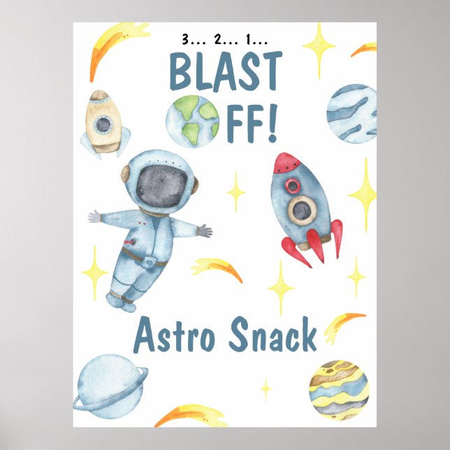 Astronaut Space Birthday Astro Snack Poster (Vorne)