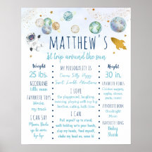 Astronaut Space Blue Gold erster Geburtstag Meilen