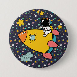 Astronaut Space Cartoon Button