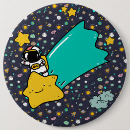 Astronaut Space Cartoon Button