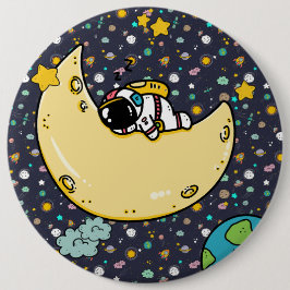 Astronaut Space Cartoon Button