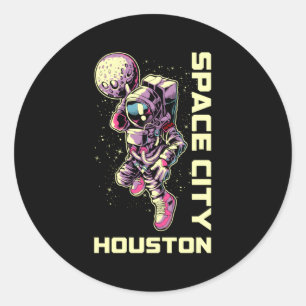 Astronaut Space City Dunk Houston Texas Runder Aufkleber