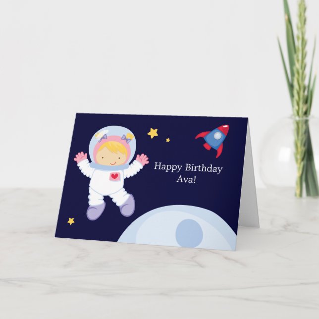 Astronaut Space Geburtstag Karte (Vorderseite)