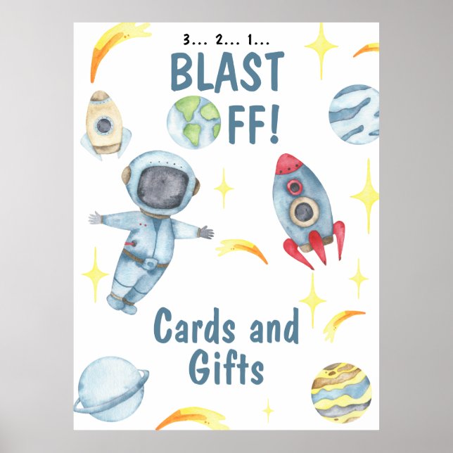 Astronaut Space Geburtstagsparty Cards & Geschenke Poster (Vorne)