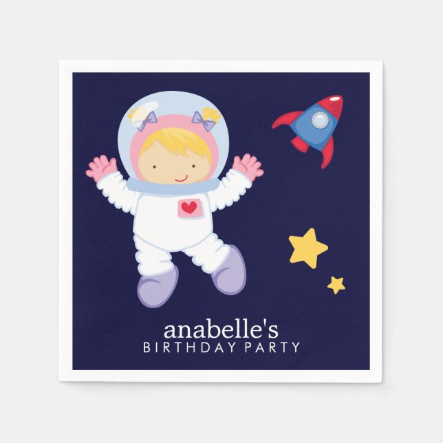 Astronaut Space Geburtstagsparty Personalisiert Serviette (Vorderseite)