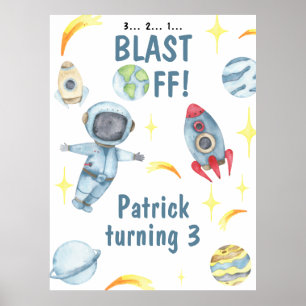 Astronaut Space Geburtstagsparty Poster