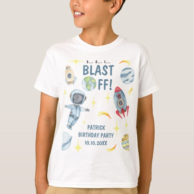 Astronaut Space Geburtstagsparty T-Shirt (Vorderseite)