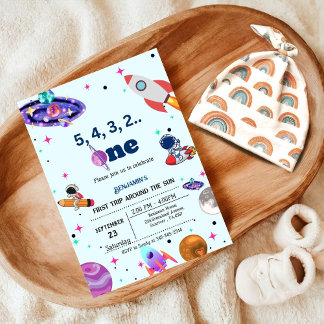 Astronaut Space geht zum ersten Mal um den sonnige Einladung