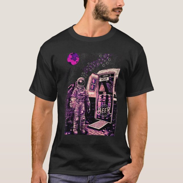 Astronaut Space Happy Hour Beer Occupy Mars 1 T-Shirt (Vorderseite)