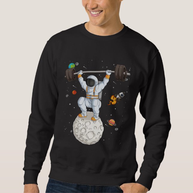 Astronaut Space Weightlifting Fitness Gym Workout  Sweatshirt (Vorderseite)