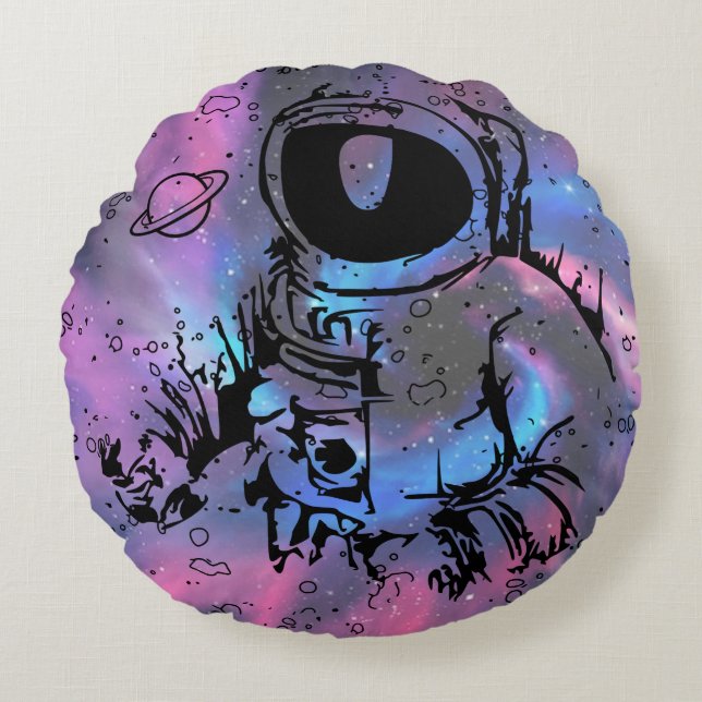 Astronaut Spaceman Galaxie Rundkissen Rundes Kissen (Vorderseite)
