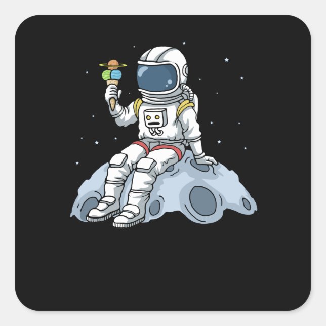 Astronaut spendet Kinder Moon Landung Ice Creme Sp Quadratischer Aufkleber (Vorderseite)