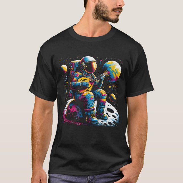 Astronaut spielt Mandoline im Weltraum Mandolin T-Shirt (Vorderseite)