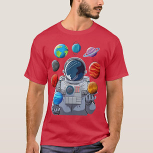 Astronaut spielt Planeten Sonnensystem T-Shirt