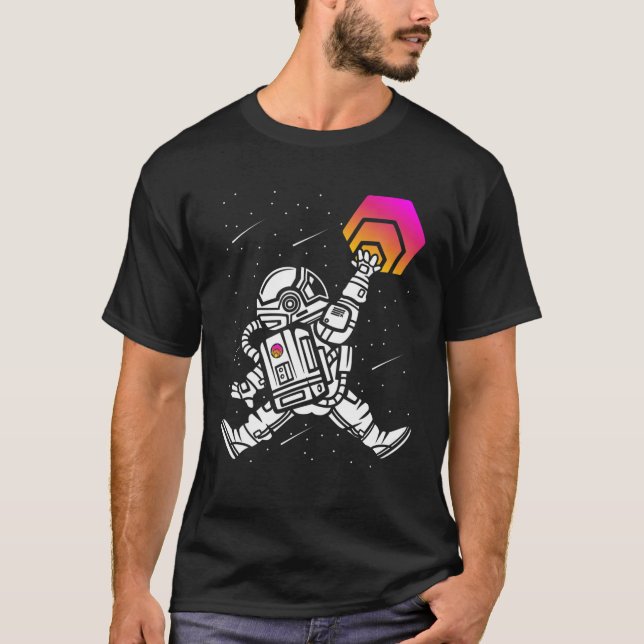 Astronaut springt HEX-Münze zum KryptoToken des Mo T-Shirt (Vorderseite)