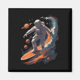 Astronaut Surfer Shirt Weltraum Galaxie Surfen Magnet