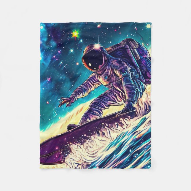 ASTRONAUT SURFING ON RIDE THE COSMIC WAVES FLEECEDECKE (Vorderseite)