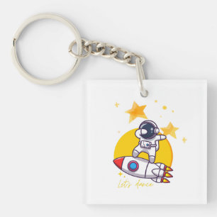 Astronaut tanzt auf einer Rakete Schlüsselanhänger