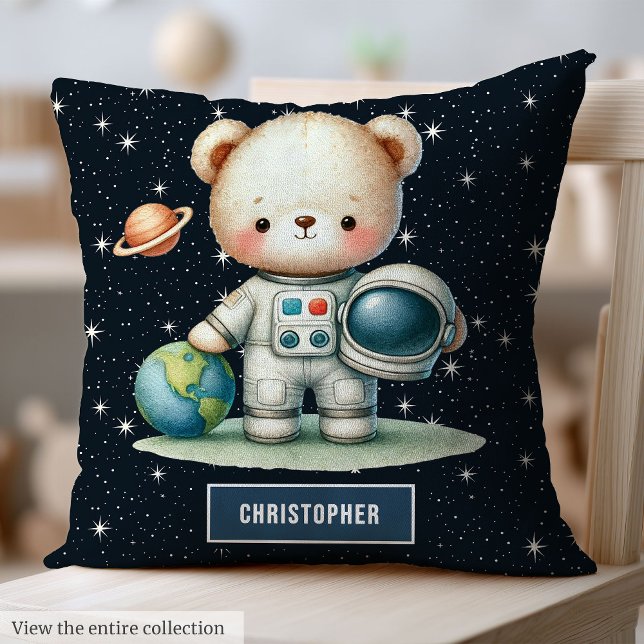 Astronaut Teddy Bear Baby Boy Kissen Personalisier (Astronaut Teddy Bear Baby Boy Pillow Personalized)