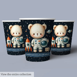 Astronaut Teddy Bear Boy Geburtstag Party Paper Cu Pappbecher