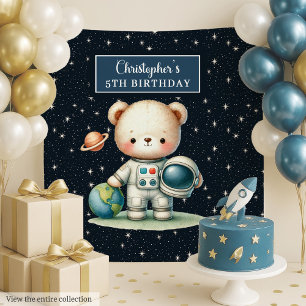 Astronaut Teddy Bear Hintergrund für Boys Party Wandteppich