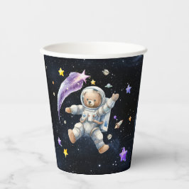 Astronaut Teddy Bear Space Party Paper Cups Pappbecher
