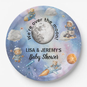 Astronaut-Teddybären im Weltraum-Baby-Duschparty Pappteller