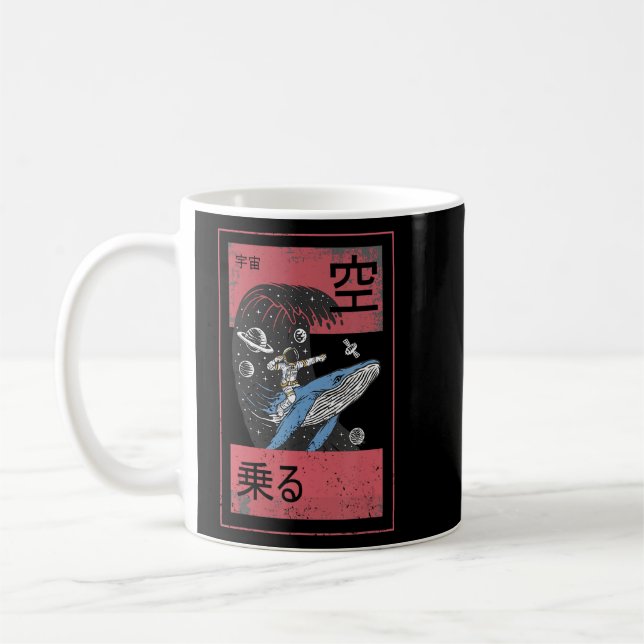 Astronaut-Thema Raumfahrer auf einem Wal Kaffeetasse (Links)
