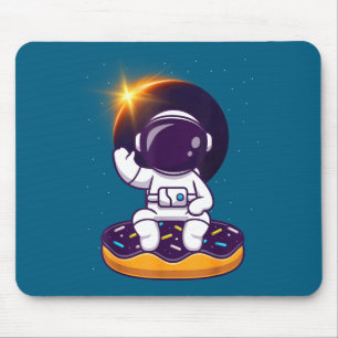 Astronaut Total Sonnenfinsternis Donut Illustratio Mousepad