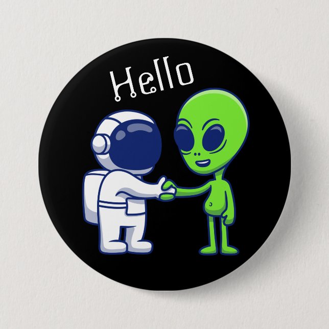 Astronaut trifft Alien Button (Vorderseite)