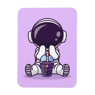Astronaut trinkt Boba Tea Illustration Magnet