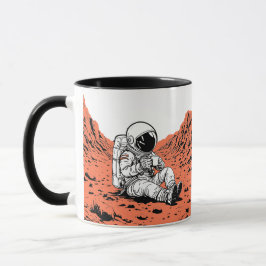 Astronaut trinkt Kaffee auf dem Mars - Minimales D Tasse