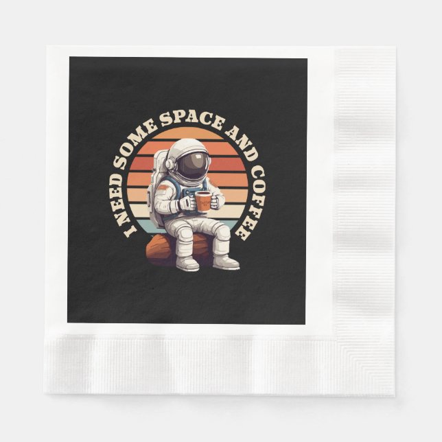 Astronaut trinkt Kaffee Serviette (Vorderseite)