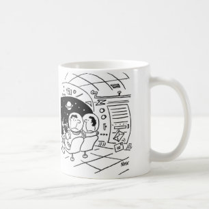 Astronaut überrascht, Post geliefert zu sehen Kaffeetasse