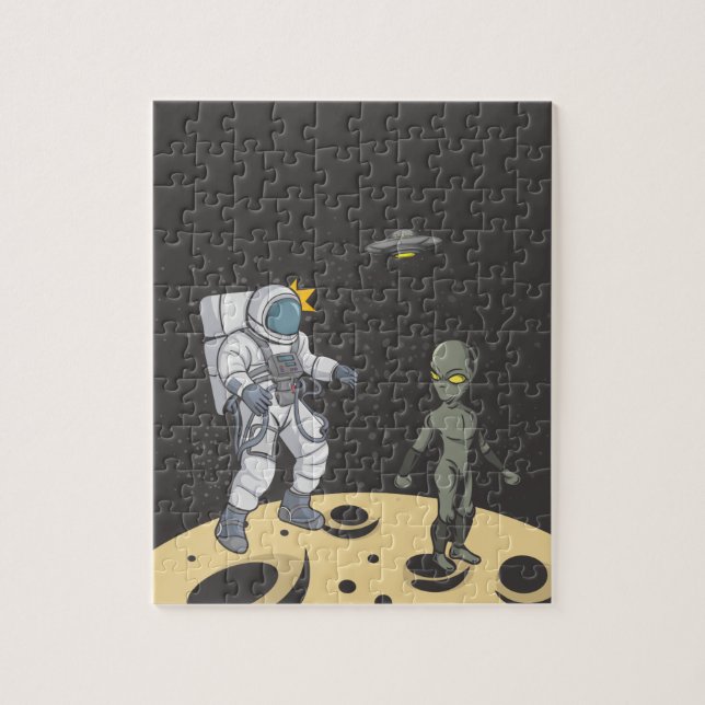 Astronaut und Alien (Vertikal)