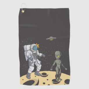 Astronaut und Alien Golfhandtuch