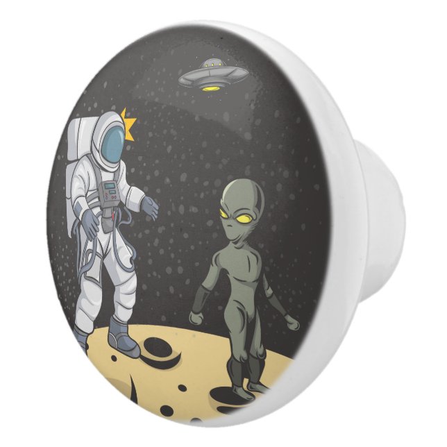 Astronaut und Alien Keramikknauf (Rechts)