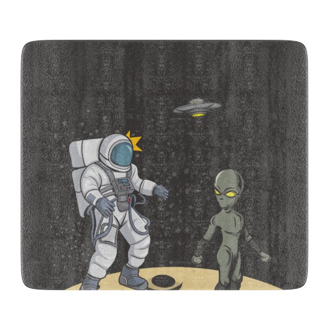 Astronaut und Alien Schneidebrett (Vorderseite)