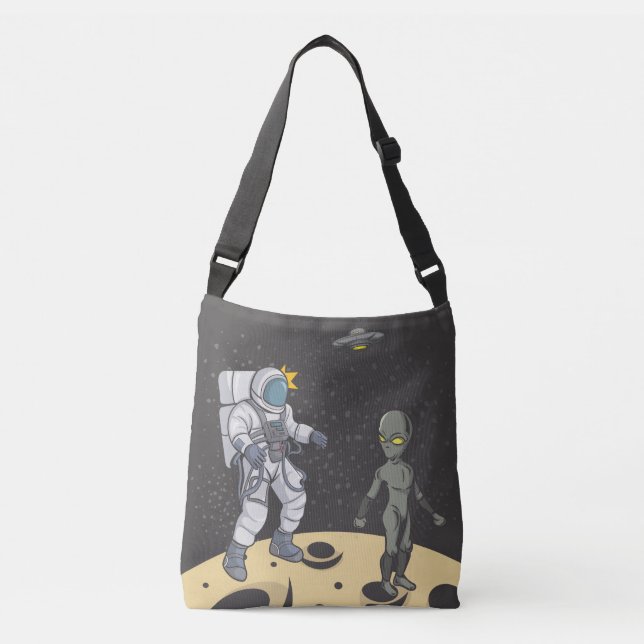 Astronaut und Alien Tragetaschen Mit Langen Trägern (Vorderseite)