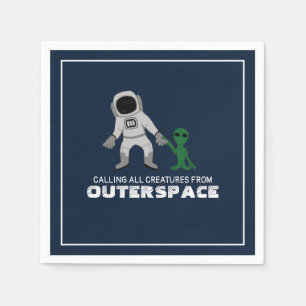Astronaut und Alien, Weltraum Serviette