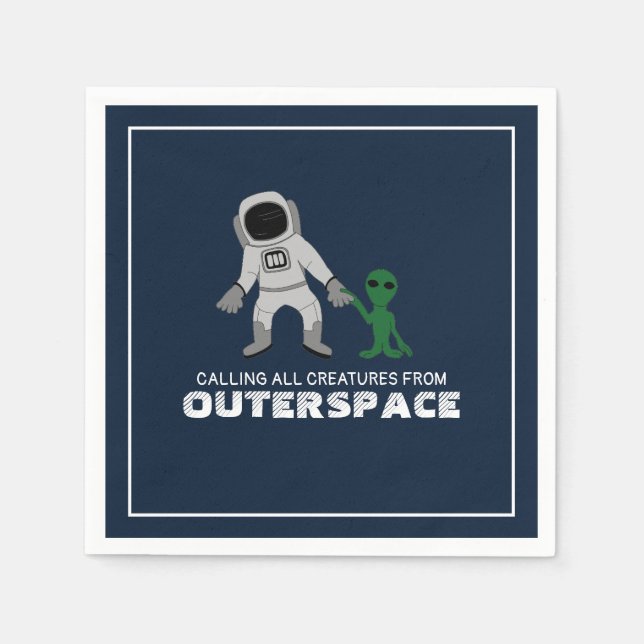Astronaut und Alien, Weltraum Serviette (Vorderseite)