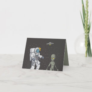 Astronaut und Außerirdischer Dankeskarte