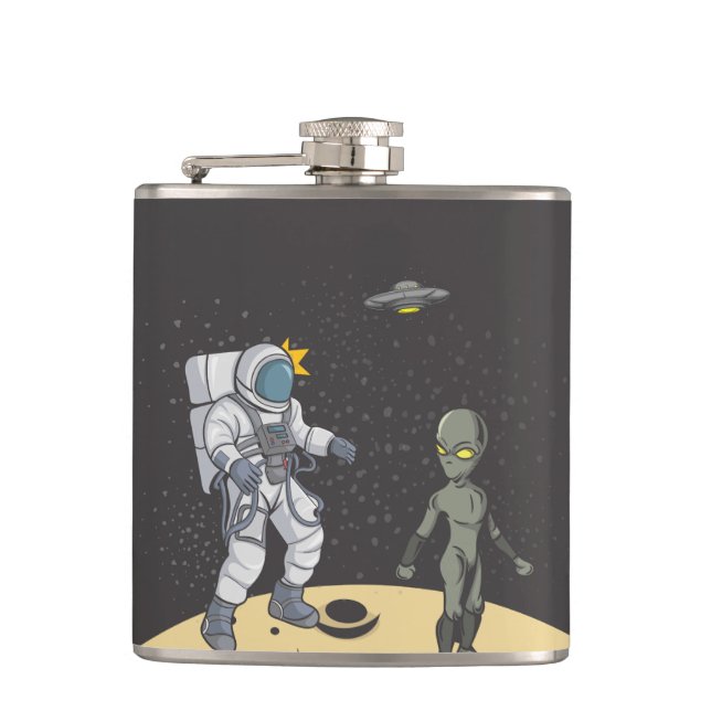 Astronaut und Außerirdischer     Flachmann (Vorderseite)