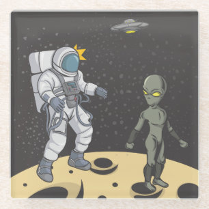Astronaut und Außerirdischer Glasuntersetzer
