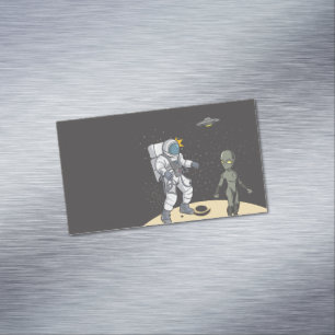 Astronaut und Außerirdischer Magnetische Visitenkarte