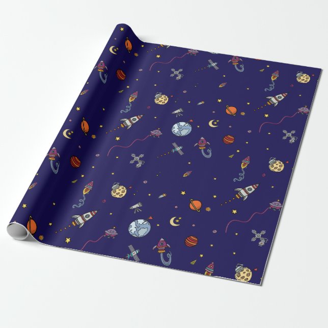 Astronaut und Moon Geschenkpapier (Ungerollt)