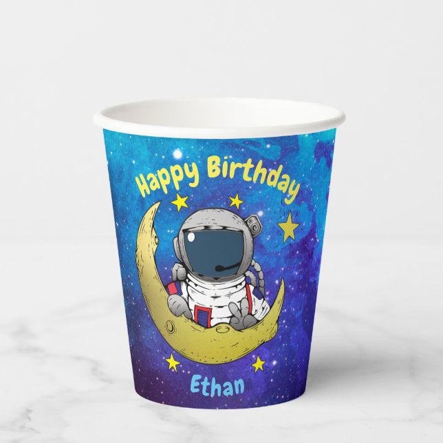 Astronaut und Moon Pappbecher (Vorderseite)