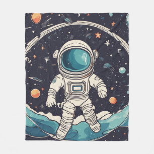 Astronaut und Planeten Weltraum Fleecedecke