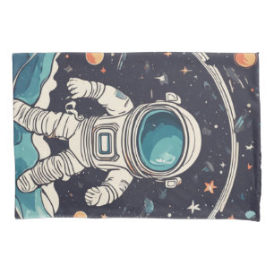 Astronaut und Planeten Weltraum Kissenbezug